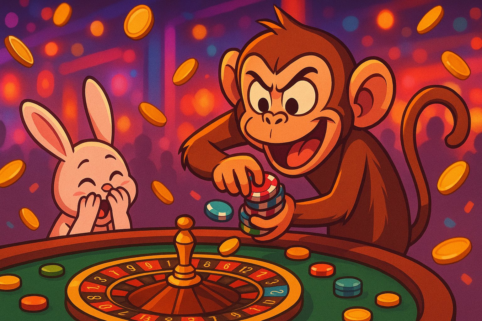 Antarmuka aplikasi mobage menampilkan meja dealer langsung dengan pemain sedang bermain blackjack